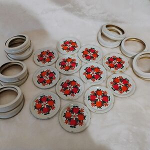 12 Vtg Kerr Country Kitchen Lids Only - Fruit Floral USED Decor Cottage Core Lot
